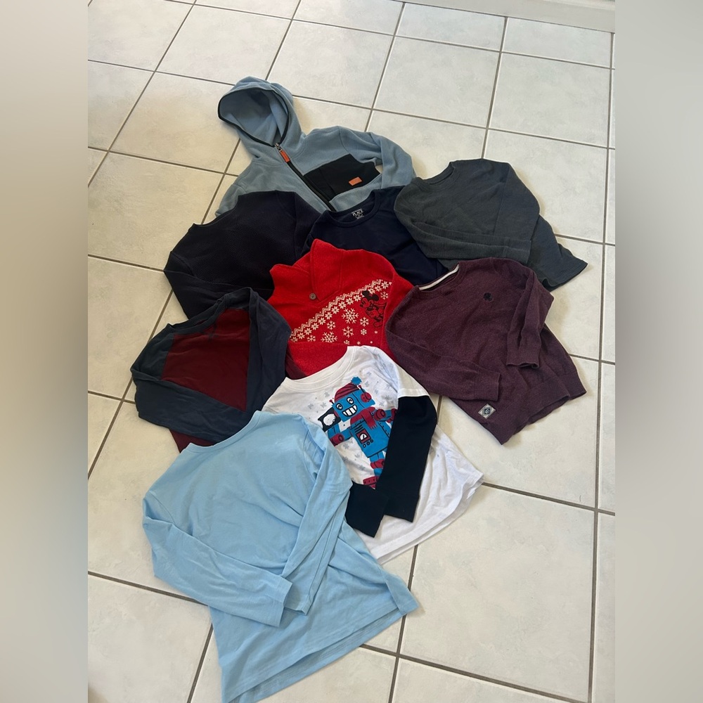 Lot of 9 boys long sleeve tops and sweaters most 5 or 6T